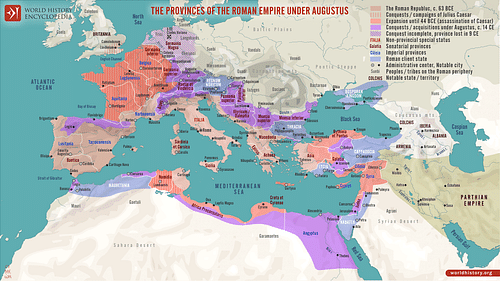 Map of the Provinces of the Roman Empire under Augustus (by Simeon Netchev, CC BY-NC-ND) Map of the Provinces of the Roman Empire under Augustus (by Simeon Netchev, CC BY-NC-ND)
